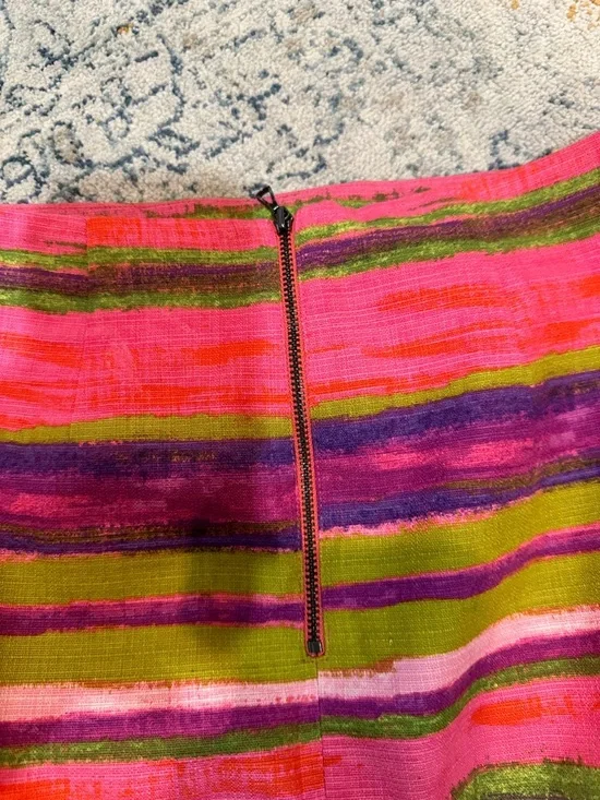 Ann Taylor 2P Pink Purple Green Multistripe Mini Skirt - Picture 4 of 4